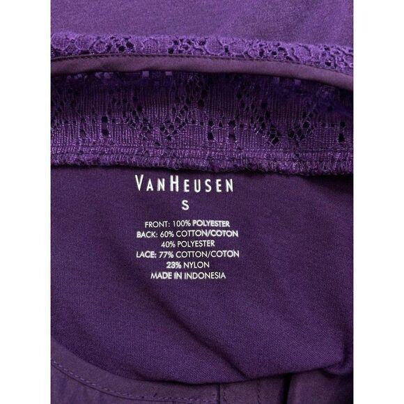 Womens Van Heusen Purple Grape‎ Dolman Sleeve Lace Back Mixed Media Top sz Small - Picture 7 of 7